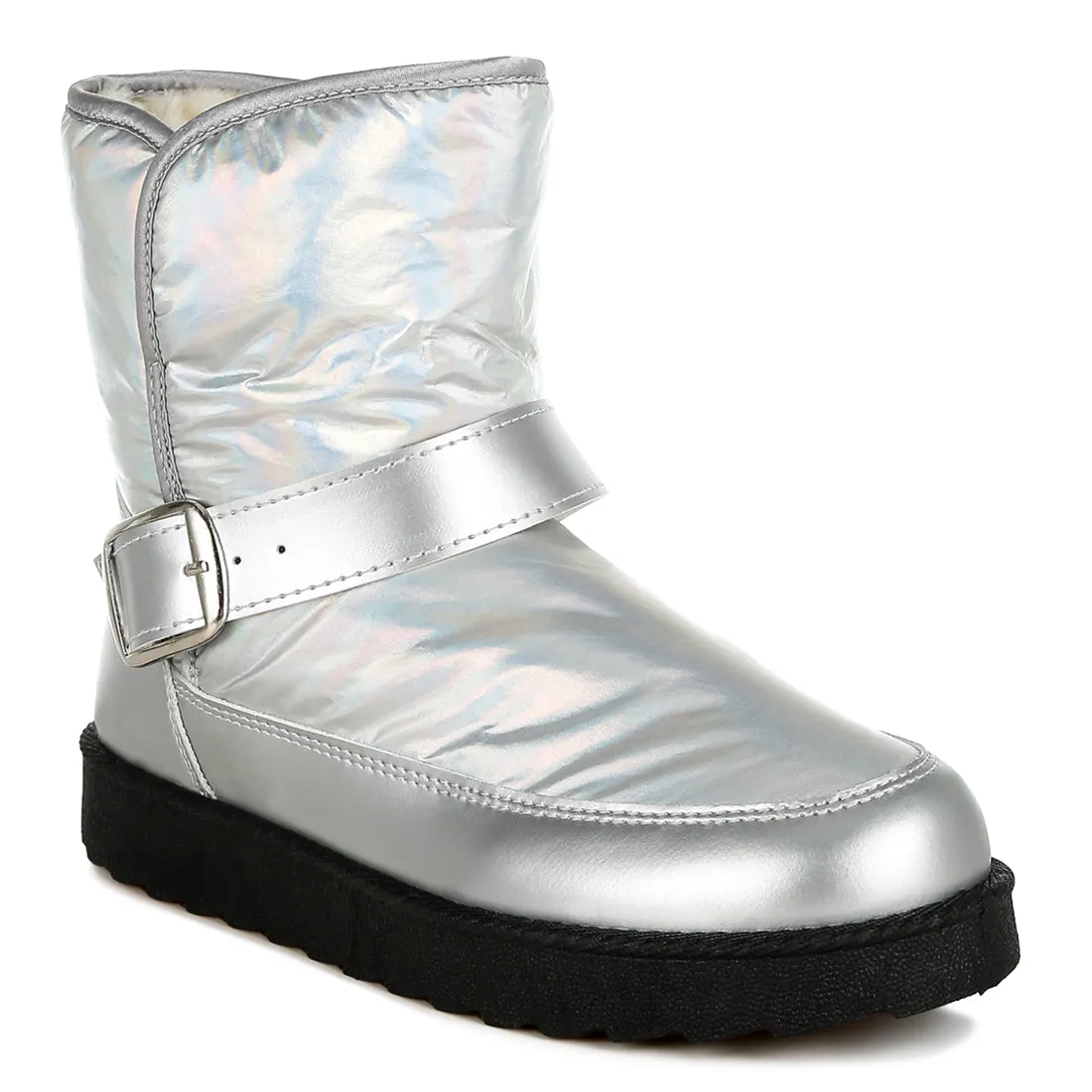 Buckle Strap Puffy Ankle Boots