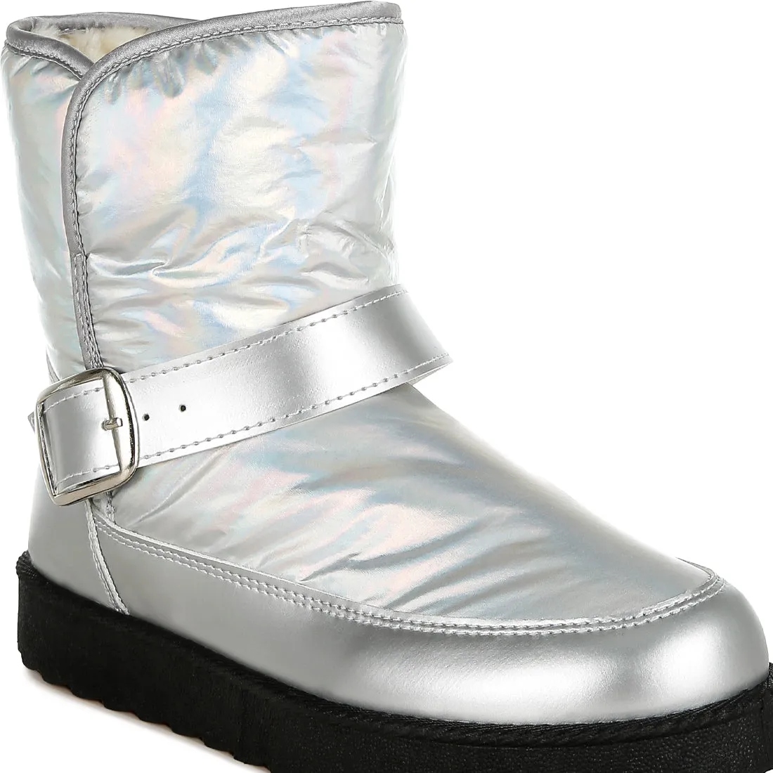Buckle Strap Puffy Ankle Boots