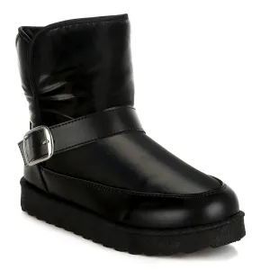 Buckle Strap Puffy Ankle Boots