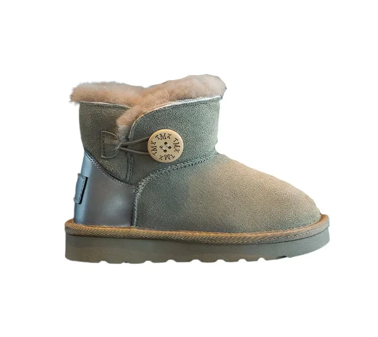 Button Plush Snow Boots