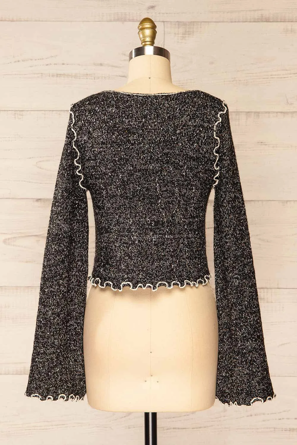 Castries | Black & White Long Sleeve Top w/ Frills