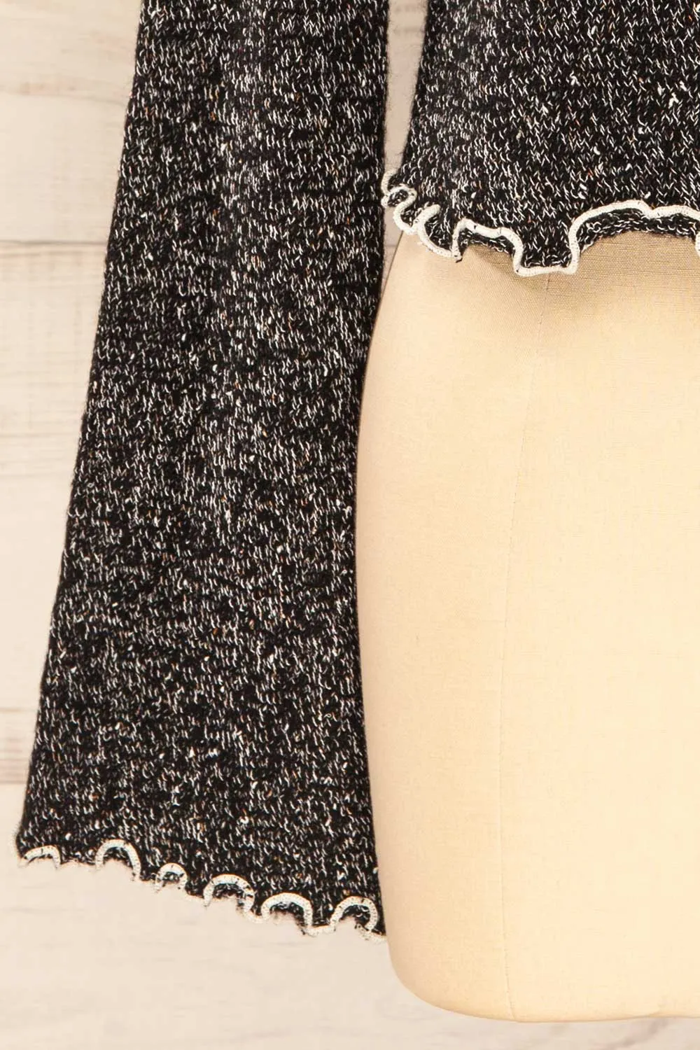 Castries | Black & White Long Sleeve Top w/ Frills