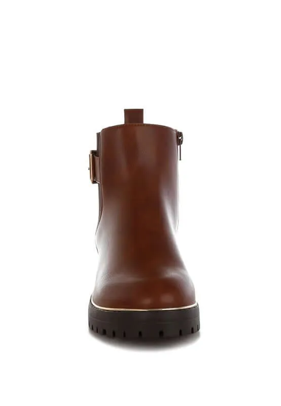 Chunky Buckle Detail Ankle Boots
