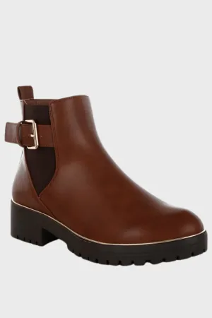 Chunky Buckle Detail Ankle Boots