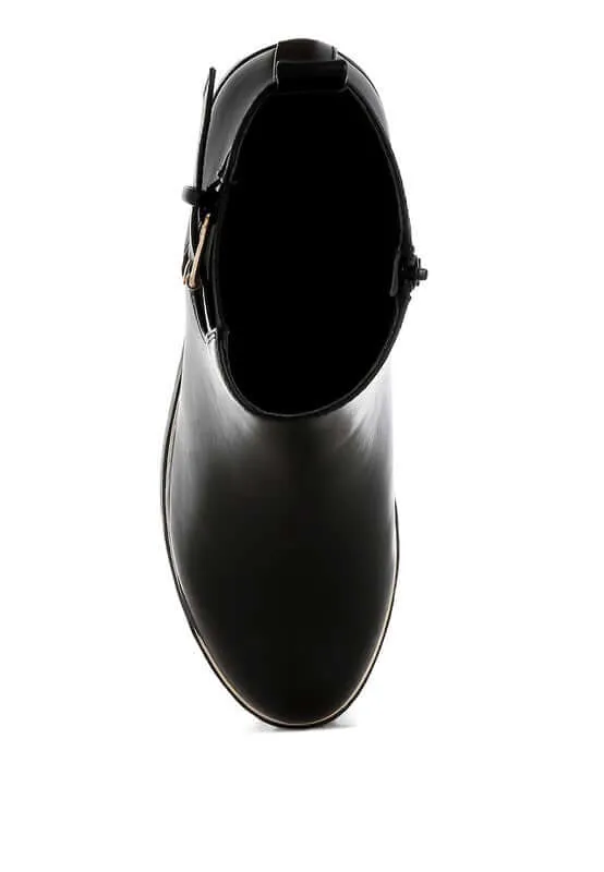 Chunky Buckle Detail Ankle Boots