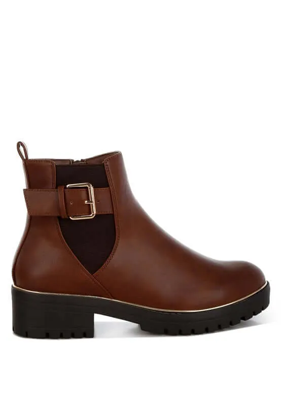 Chunky Buckle Detail Ankle Boots