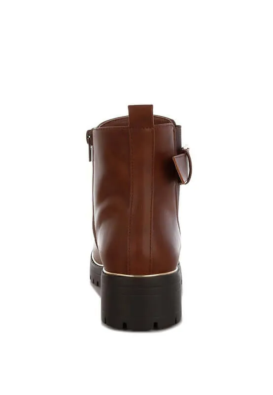 Chunky Buckle Detail Ankle Boots