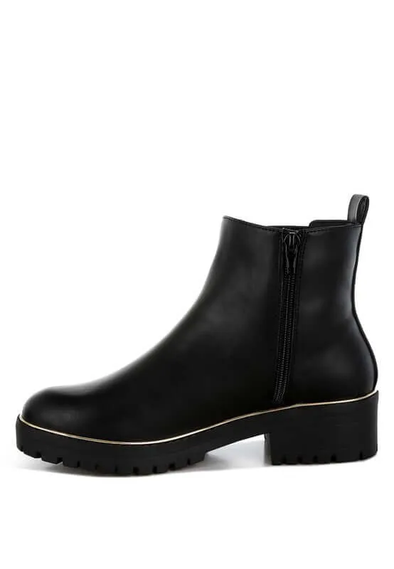 Chunky Buckle Detail Ankle Boots