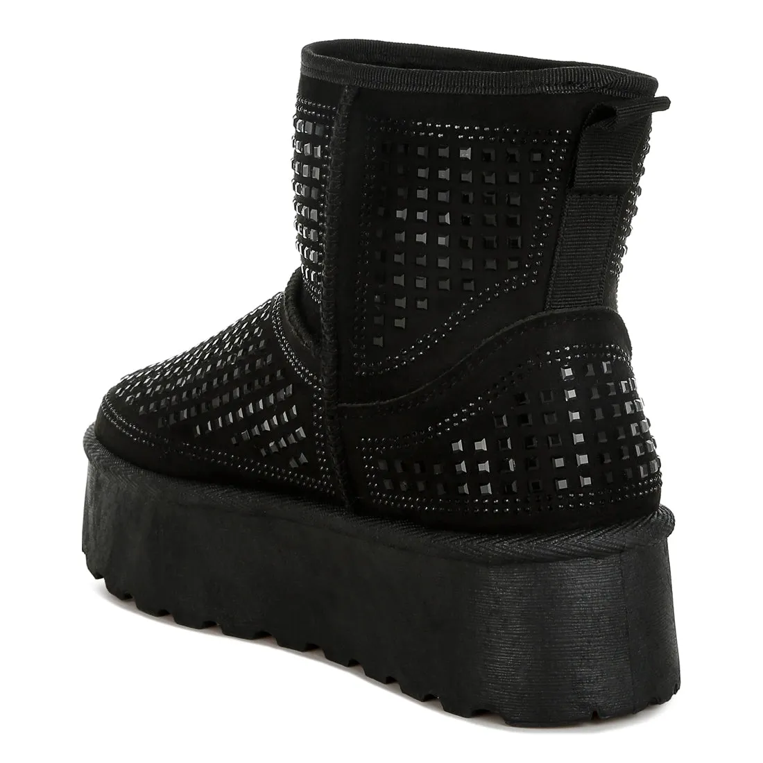 Chunky Rhinestones Ankle Boots