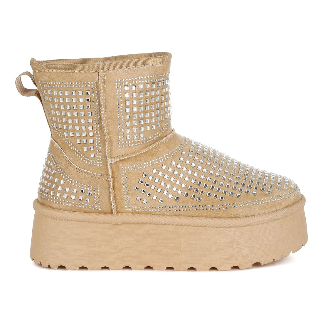 Chunky Rhinestones Ankle Boots