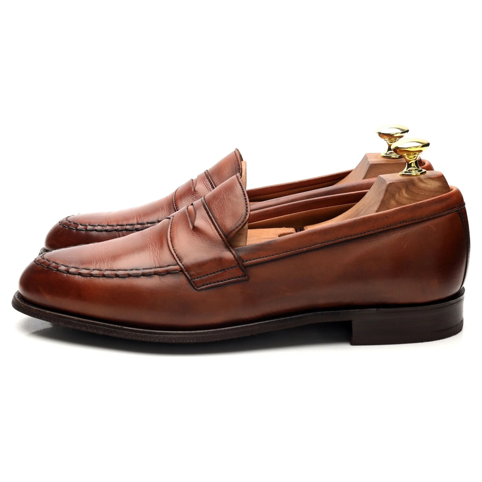'Churchill' Tan Brown Leather Loafers UK 7 F