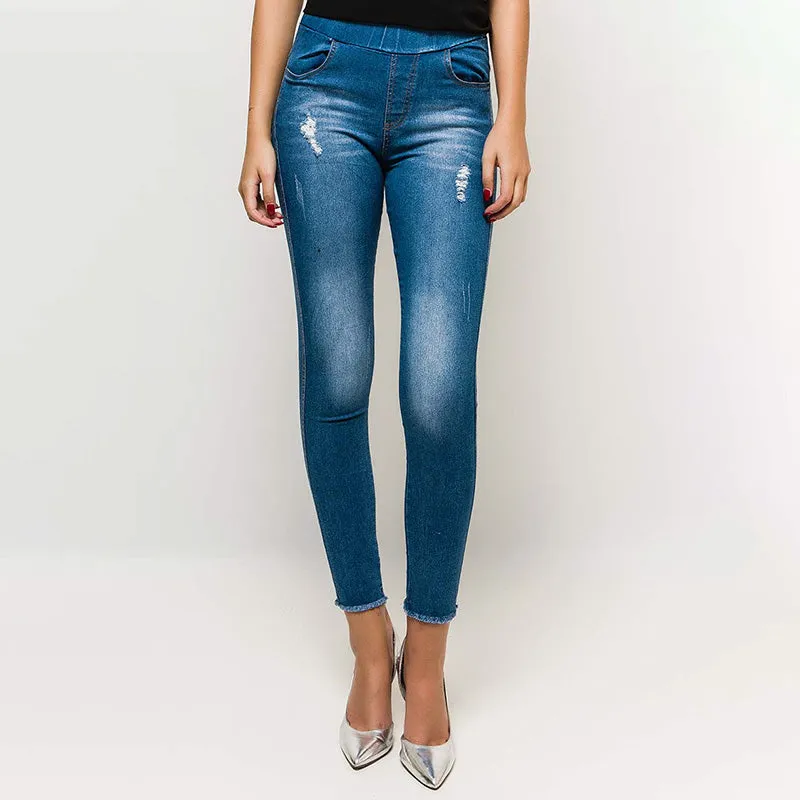 Classic High Waisted Jean Jeggings (Light Blue)