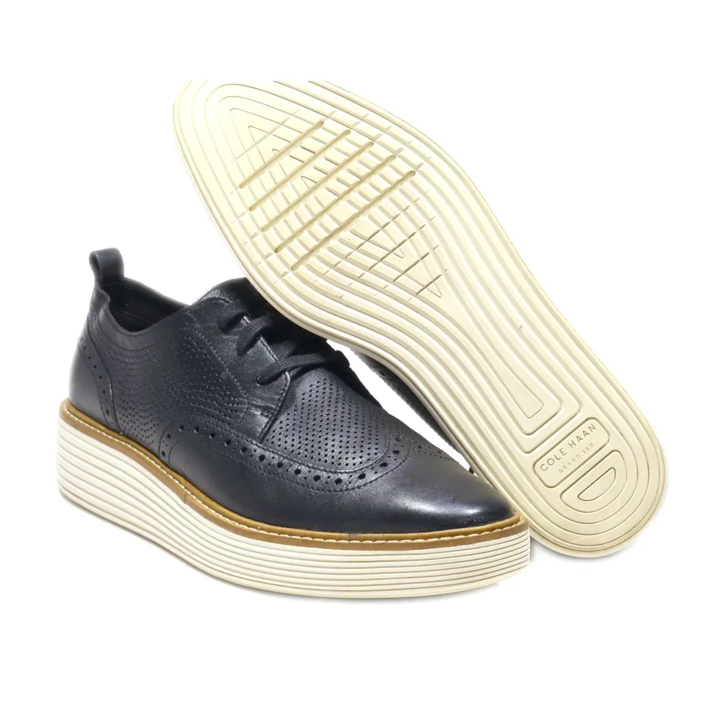 Cole Haan Ã˜Riginalgrand Platform Wingtip Casual Lace Ups Leather Black Colour For Men