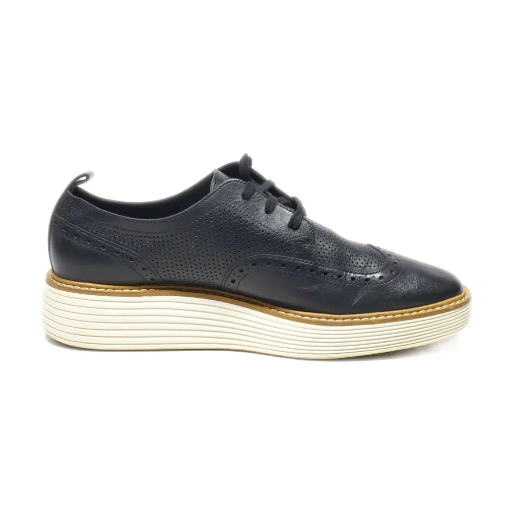 Cole Haan Ã˜Riginalgrand Platform Wingtip Casual Lace Ups Leather Black Colour For Men