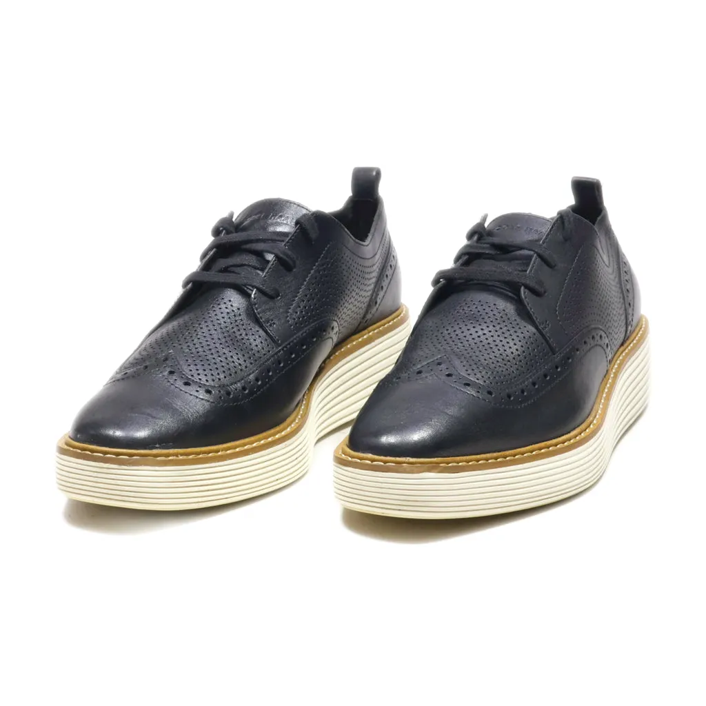 Cole Haan Ã˜Riginalgrand Platform Wingtip Casual Lace Ups Leather Black Colour For Men