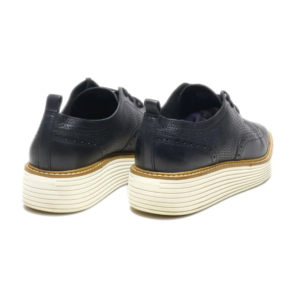 Cole Haan Ã˜Riginalgrand Platform Wingtip Casual Lace Ups Leather Black Colour For Men