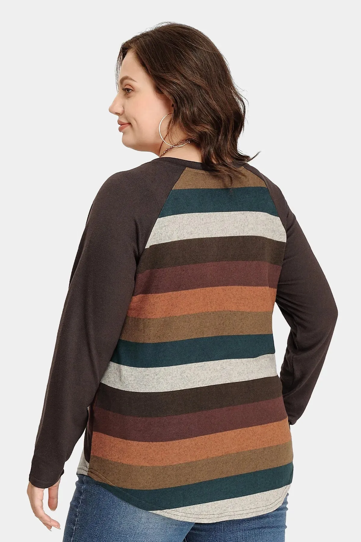 Colorful Striped Patchwork V Neck Shirt