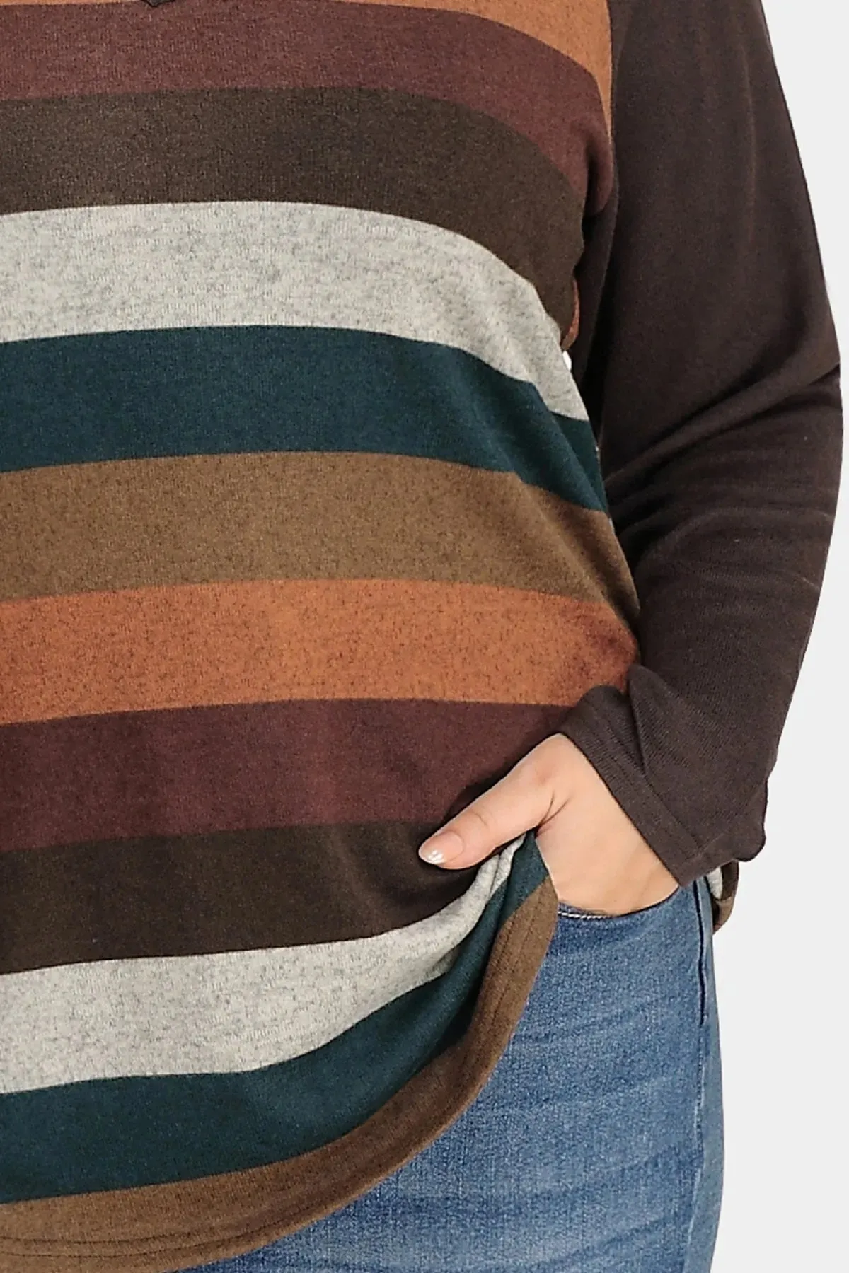 Colorful Striped Patchwork V Neck Shirt