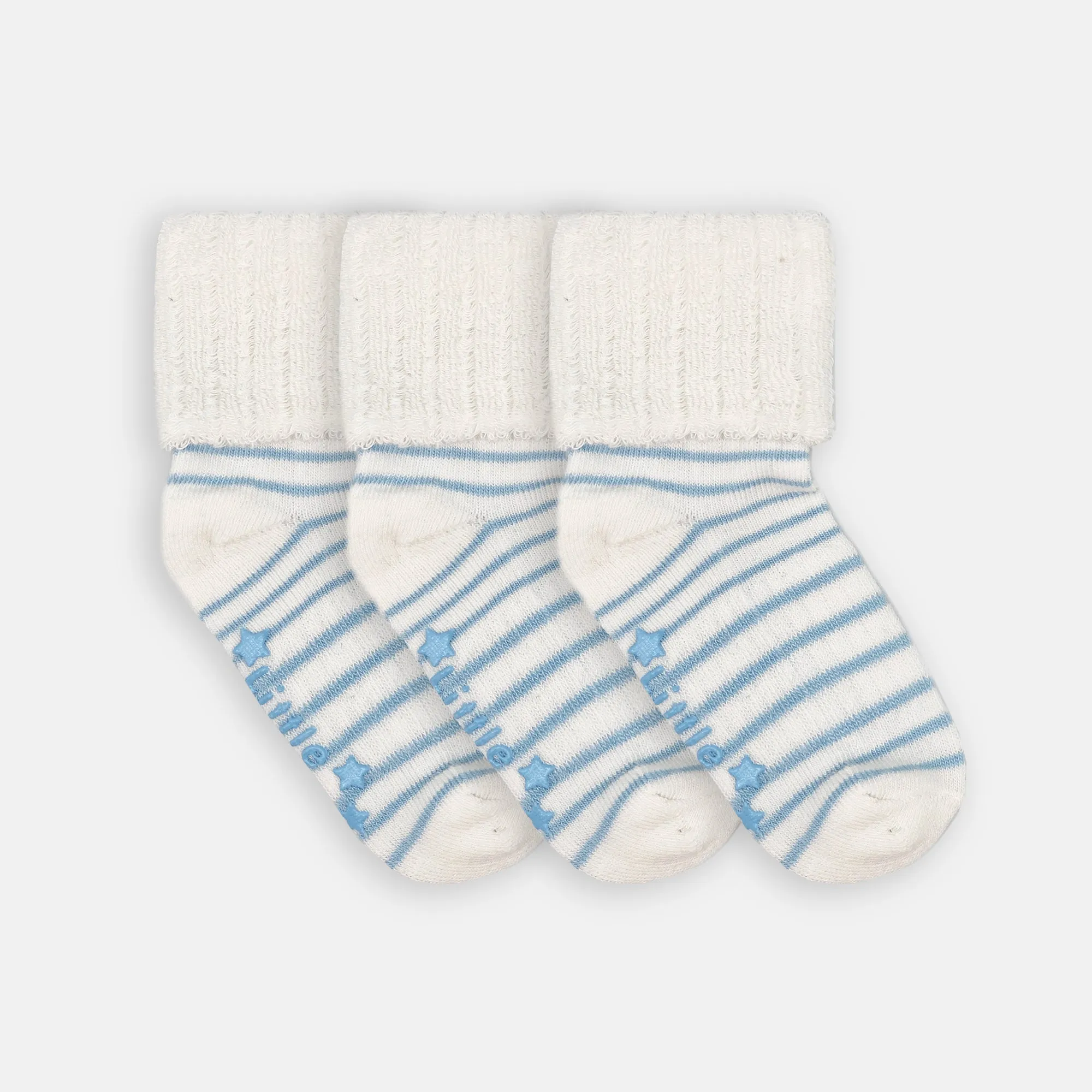 Cosy Stay-on Non-Slip Baby Socks - Blue Stripe