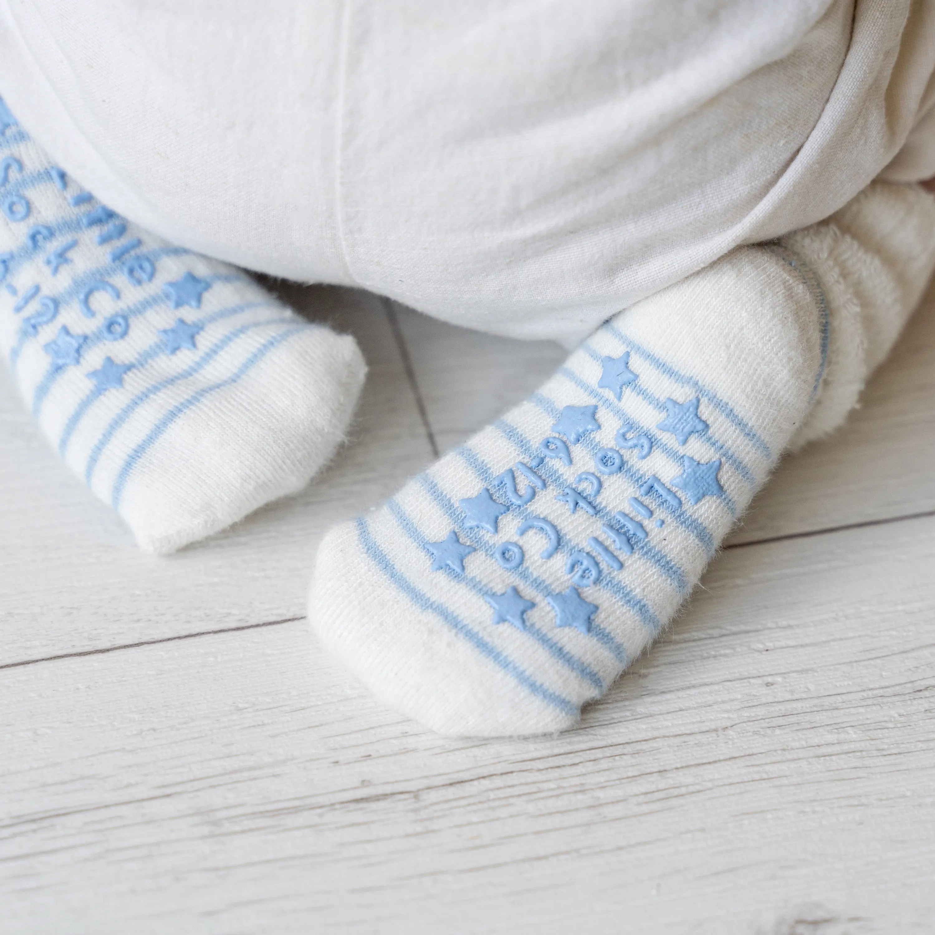 Cosy Stay-on Non-Slip Baby Socks - Blue Stripe