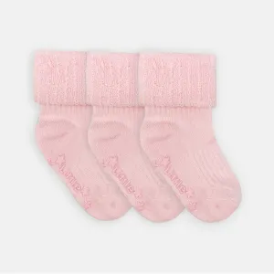 Cosy Stay-on Non-Slip Baby Socks - Camellia Pink 3 Pack
