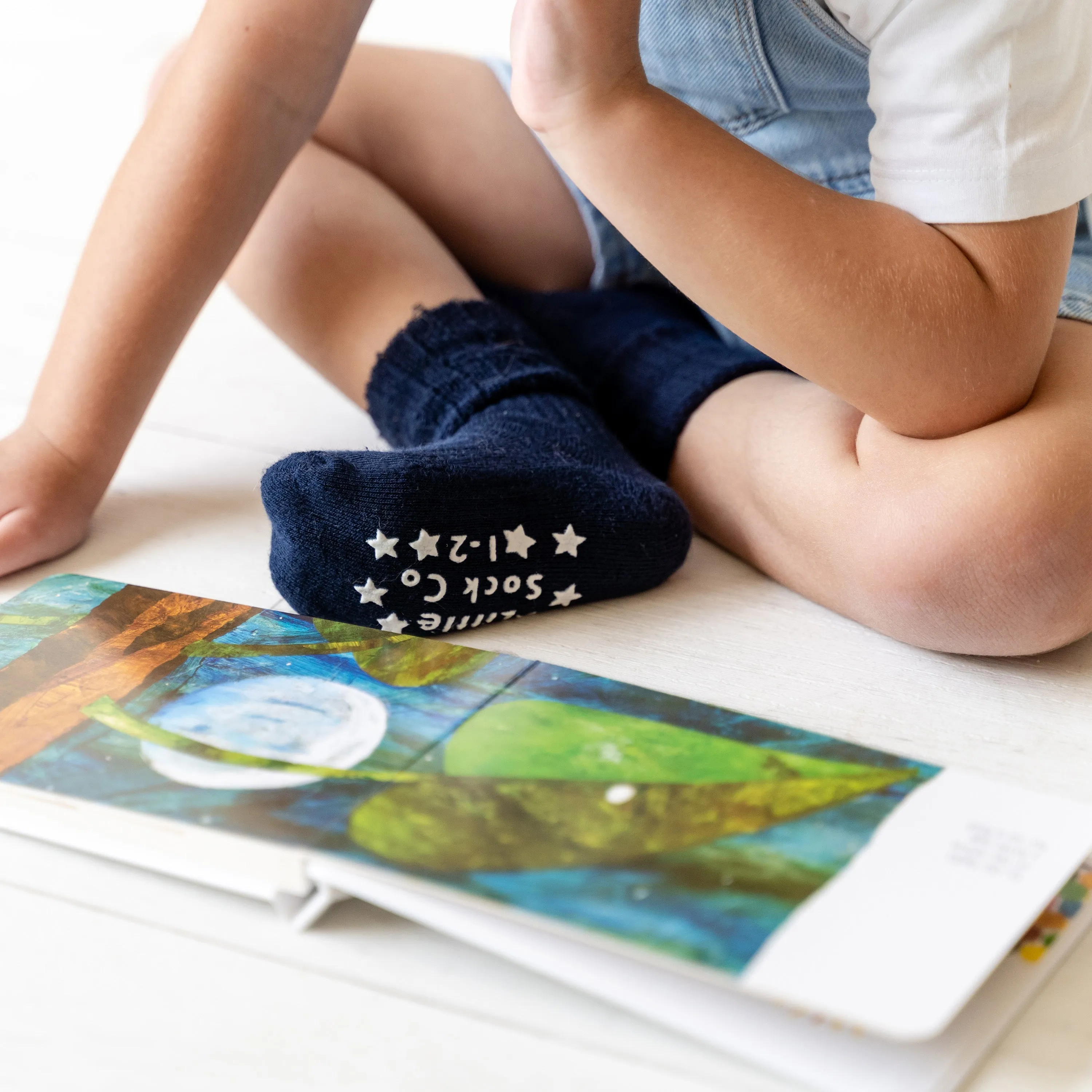 Cosy Stay-on Non-Slip Baby Socks - Navy 3 Pack