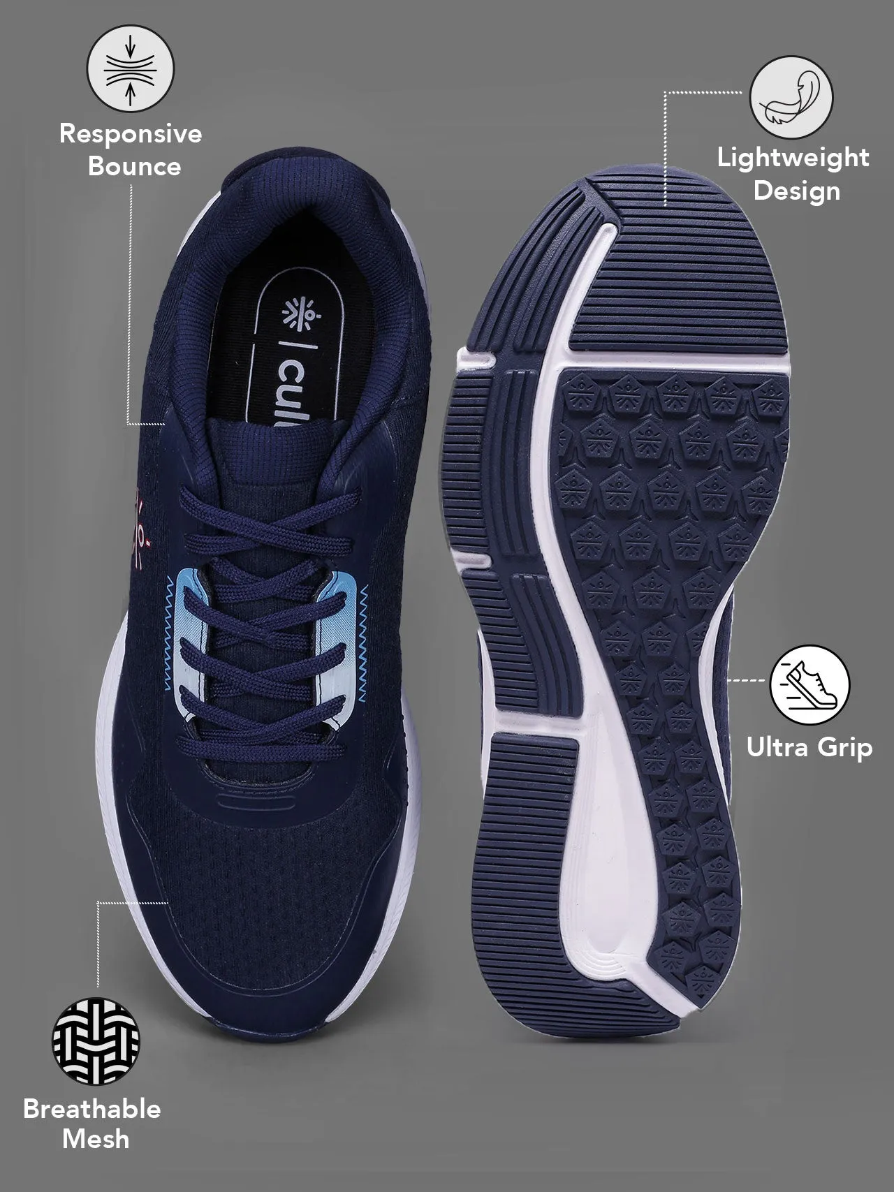 Cult Men's AirStride Running Shoes - Navy Blue