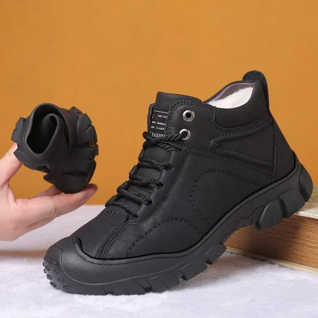 Cuzcare Men Orthopedic Snow Boots Plush Outdoor Ankle Winter Shoes