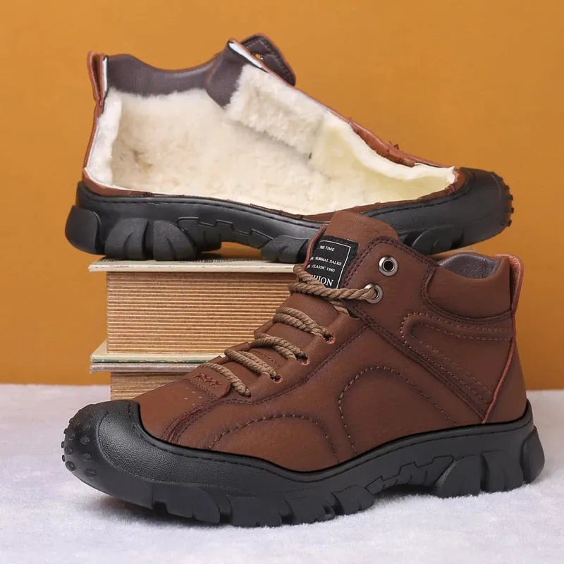 Cuzcare Men Orthopedic Snow Boots Plush Outdoor Ankle Winter Shoes