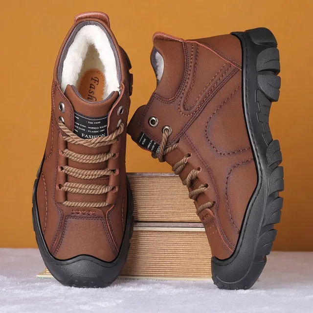 Cuzcare Men Orthopedic Snow Boots Plush Outdoor Ankle Winter Shoes