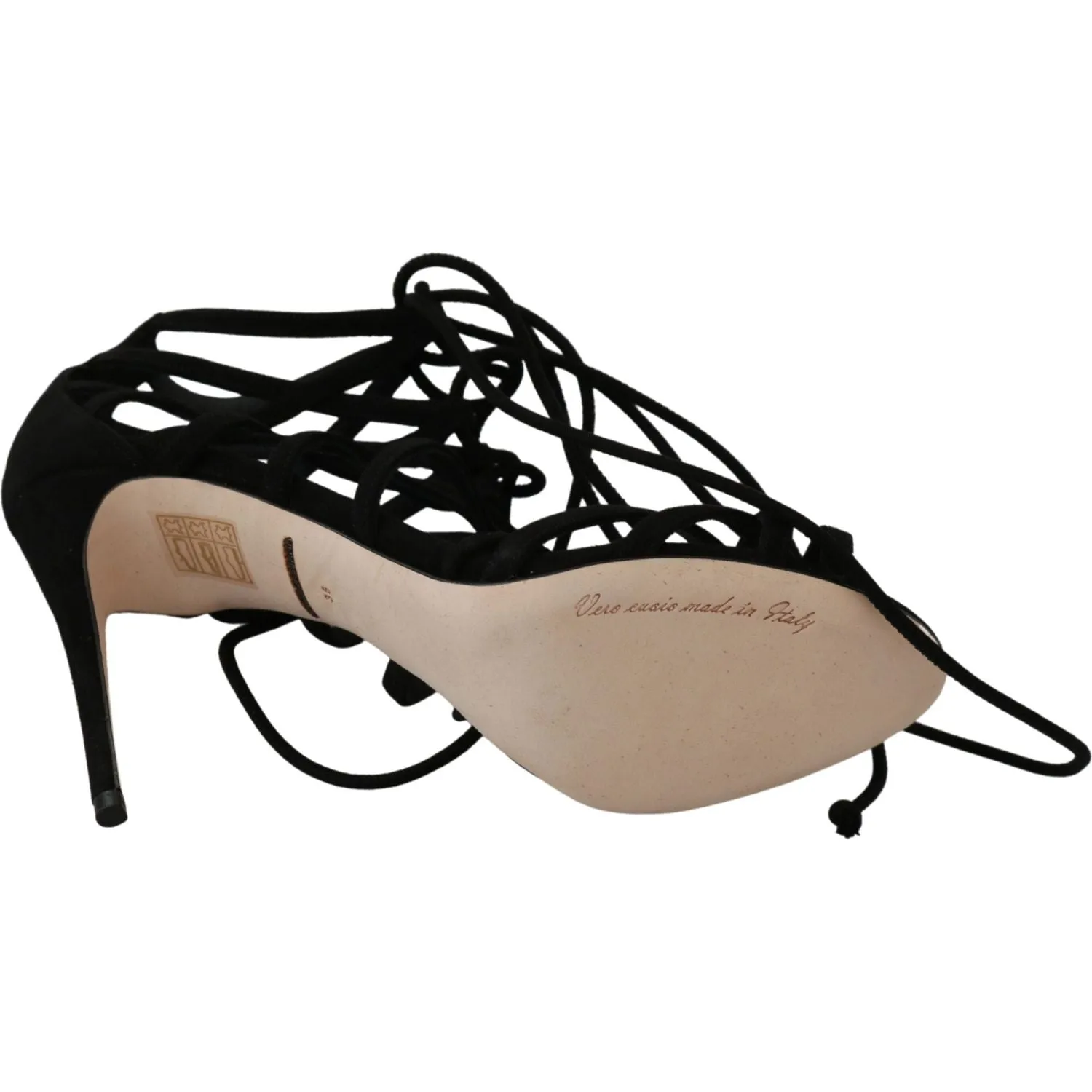 Dolce & Gabbana Elegant Black Suede Stiletto Ankle Strap Sandals