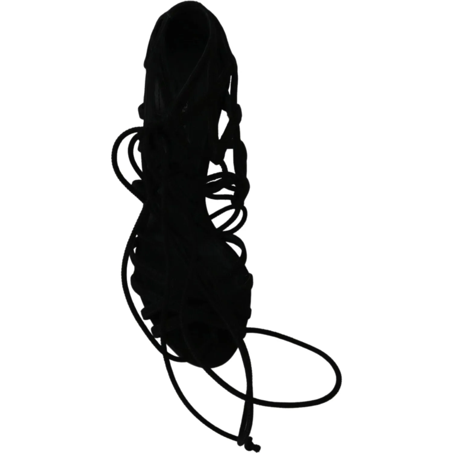Dolce & Gabbana Elegant Black Suede Stiletto Ankle Strap Sandals