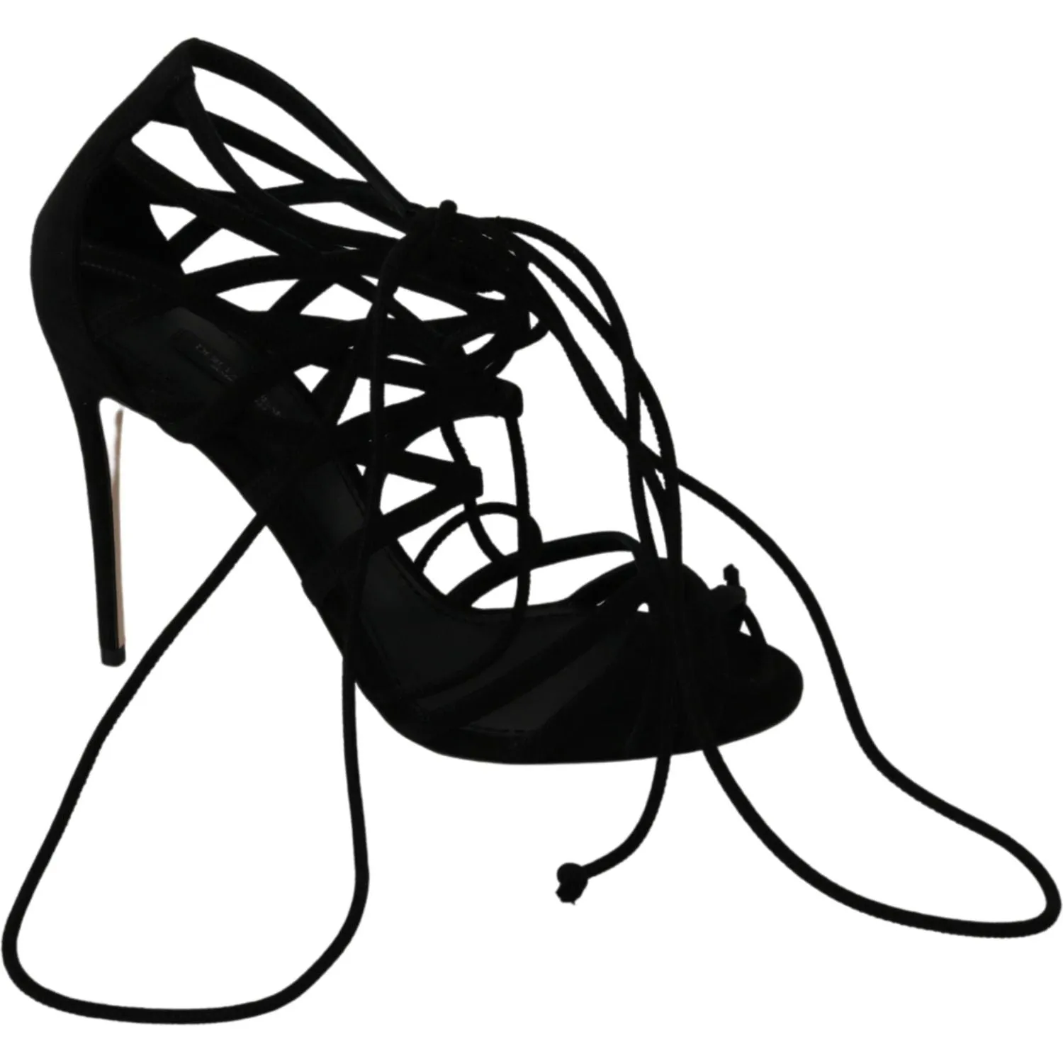 Dolce & Gabbana Elegant Black Suede Stiletto Ankle Strap Sandals
