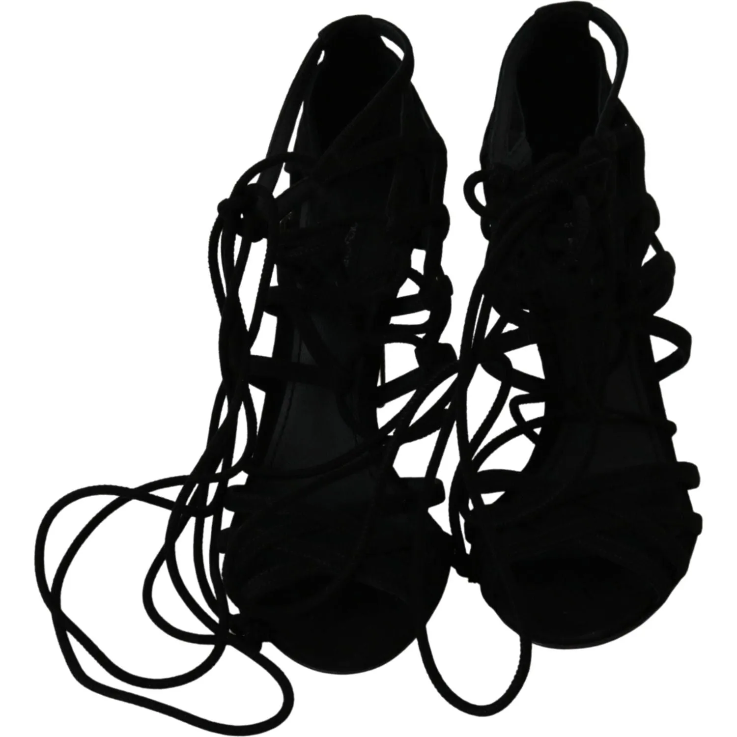 Dolce & Gabbana Elegant Black Suede Stiletto Ankle Strap Sandals