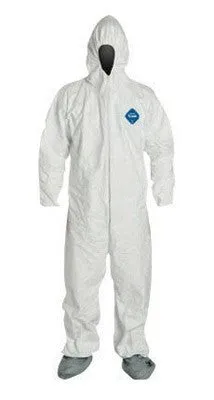 DuPont 5X White 5.4 mil Tyvek Disposable Coveralls With Front Zipper Closure And Set Sleeves (25 Per Case)