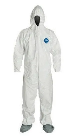 DuPont 5X White 5.4 mil Tyvek Disposable Coveralls With Front Zipper Closure And Set Sleeves (25 Per Case)