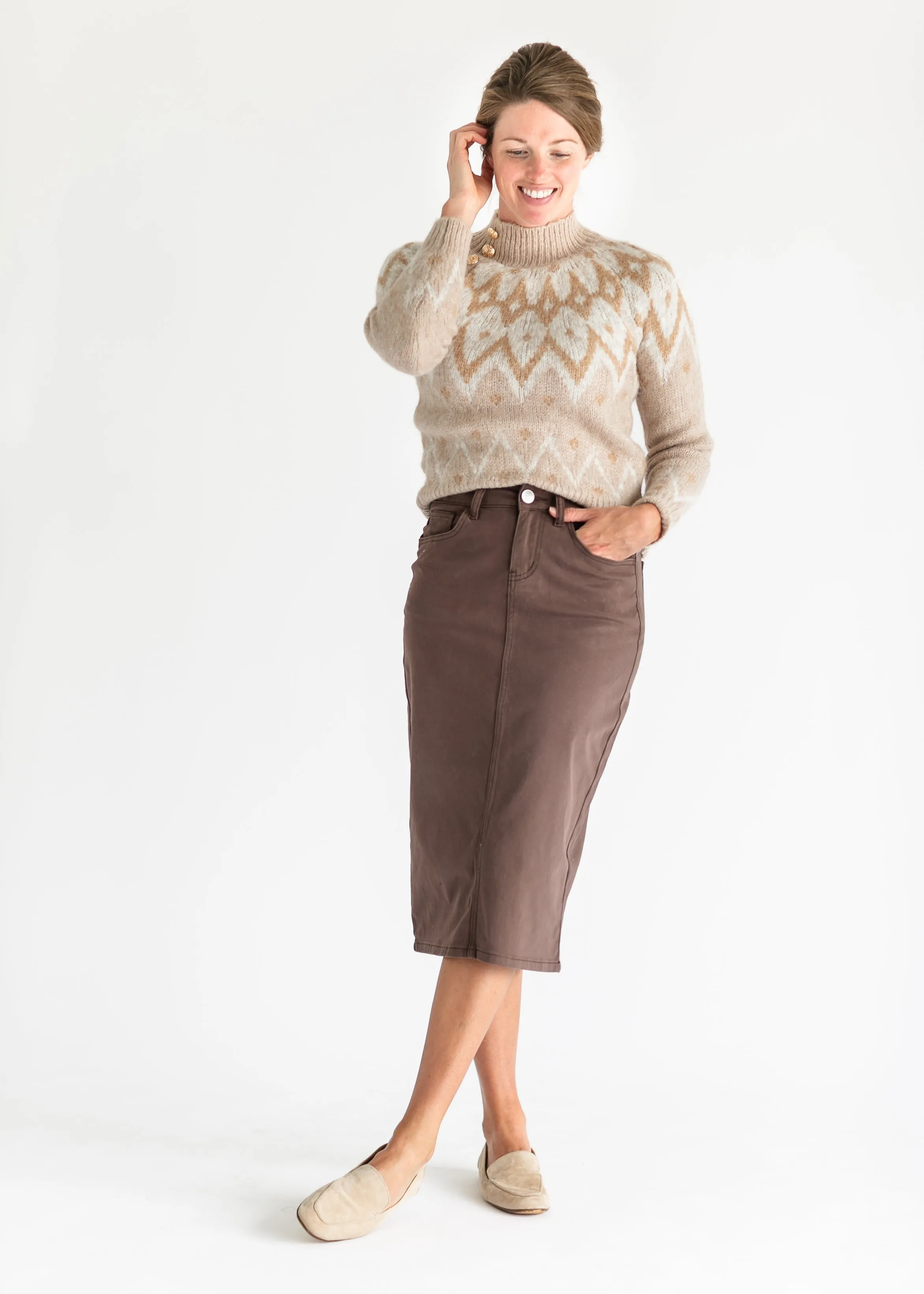 Fair Isle Knit Gold Button Sweater - FINAL SALE