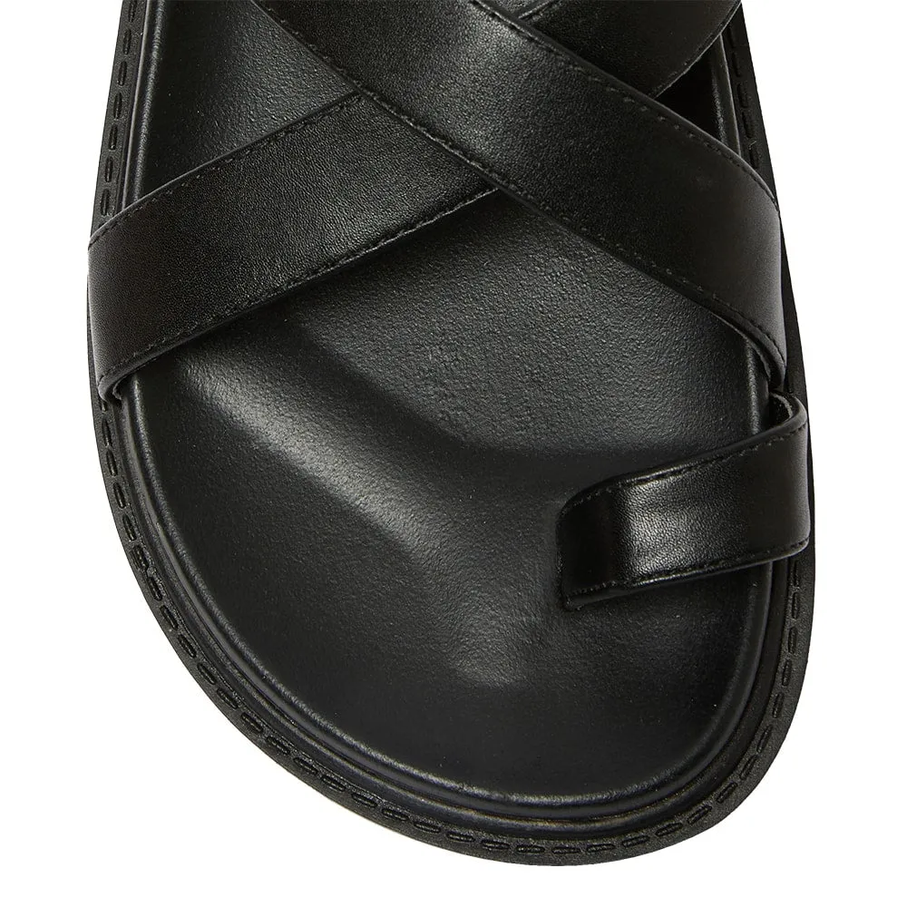 Faith Sandal in Black Smooth