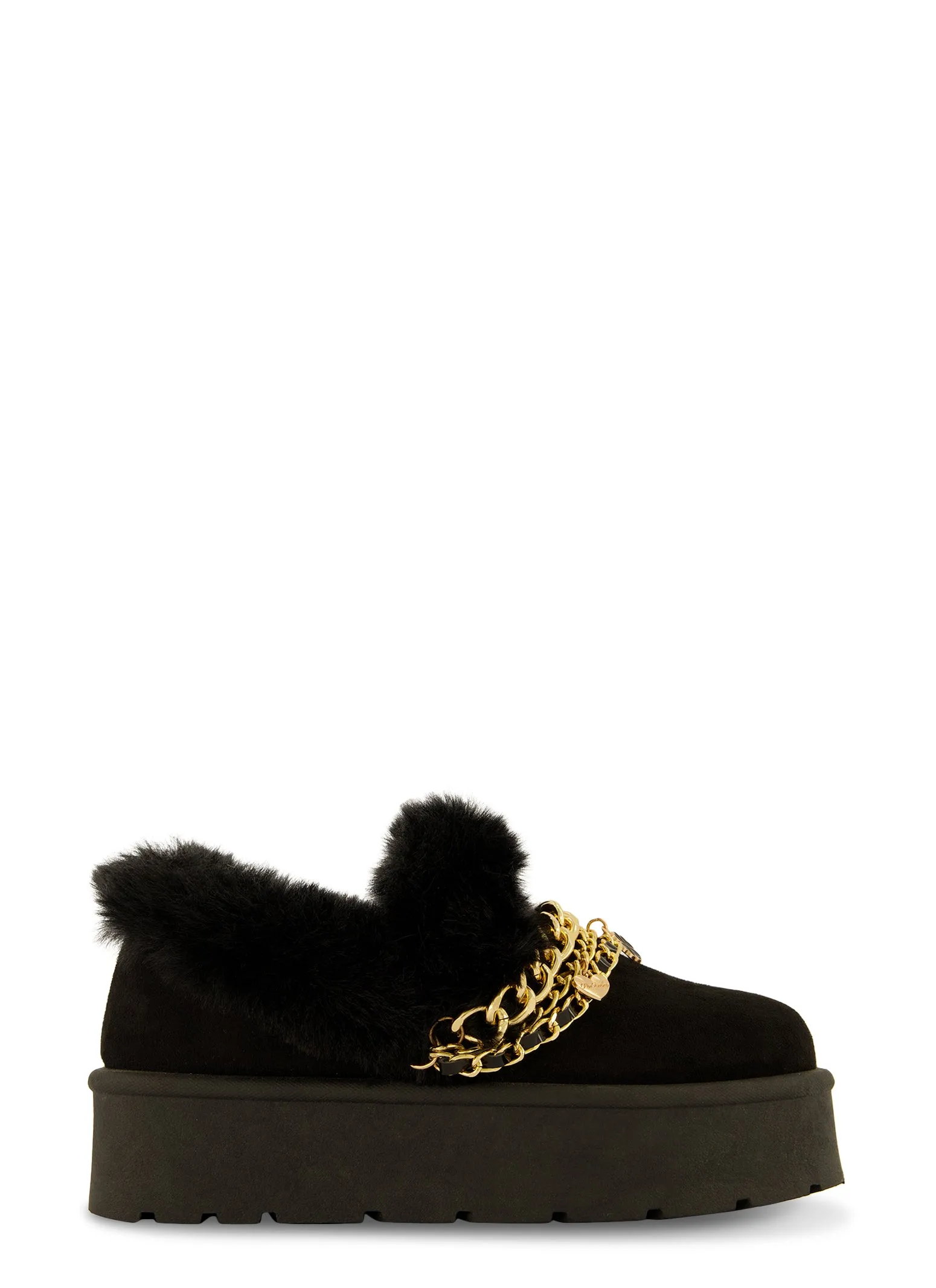 Faux Fur Lined Layered Chain Platform Boots