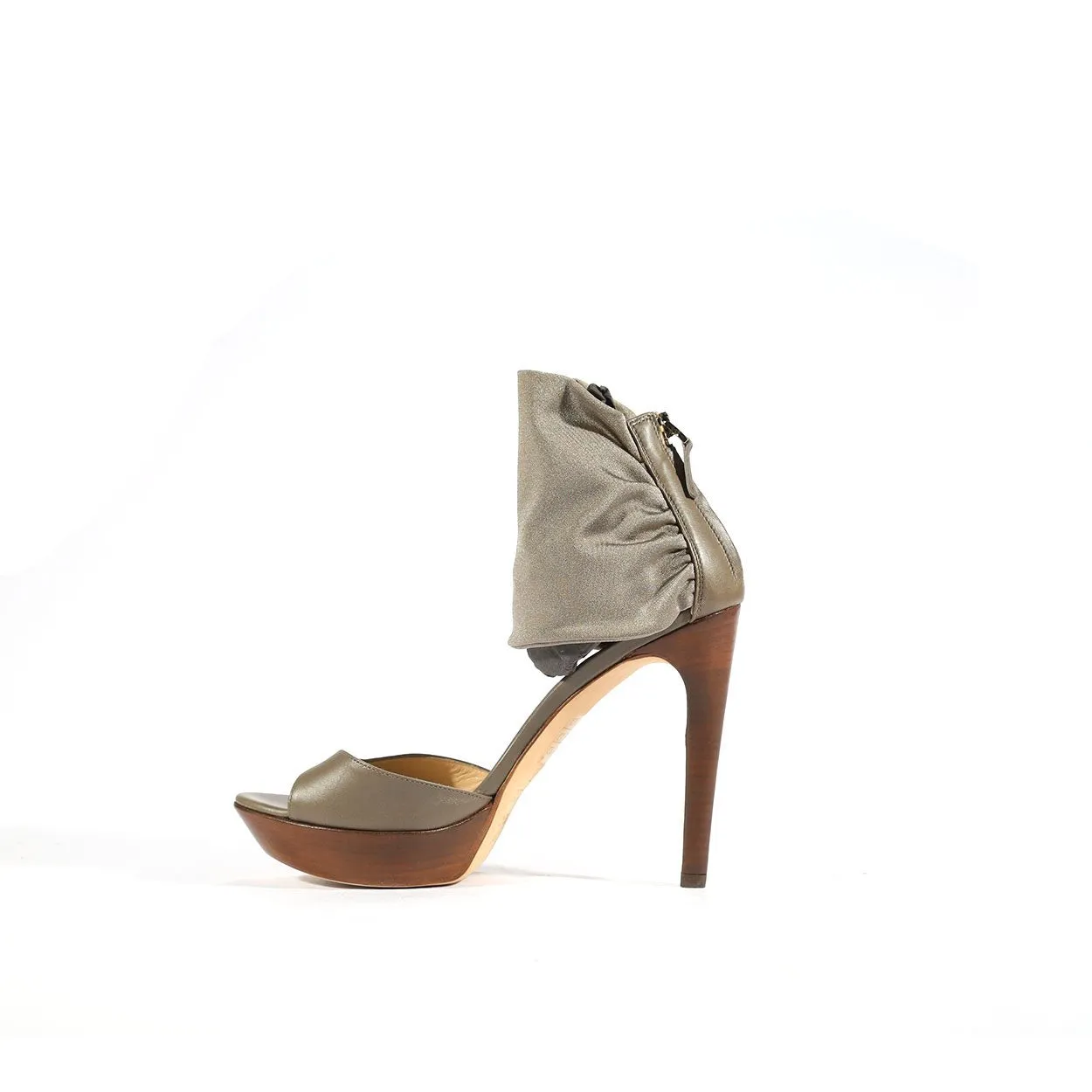 Fendi Platform Taupe Wood Platform Sandals Women's DesignerShoes (FFW14)