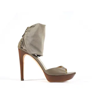 Fendi Platform Taupe Wood Platform Sandals Women's DesignerShoes (FFW14)
