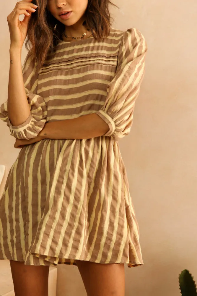 Flower Drum Dress Tan