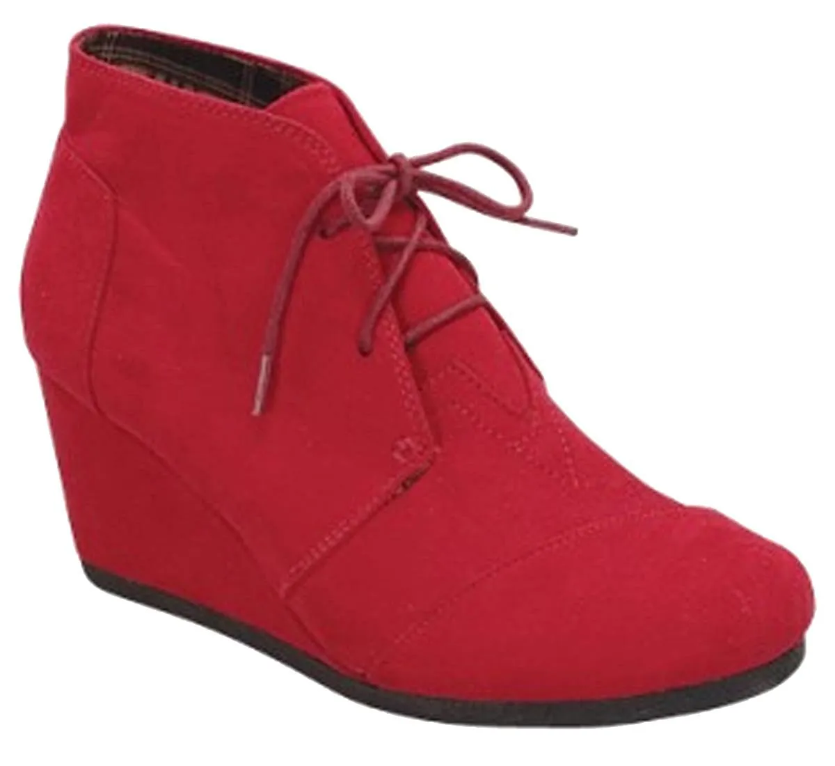 Forever Link Women's Lace Up Hidden Wedge Ankle Bootie