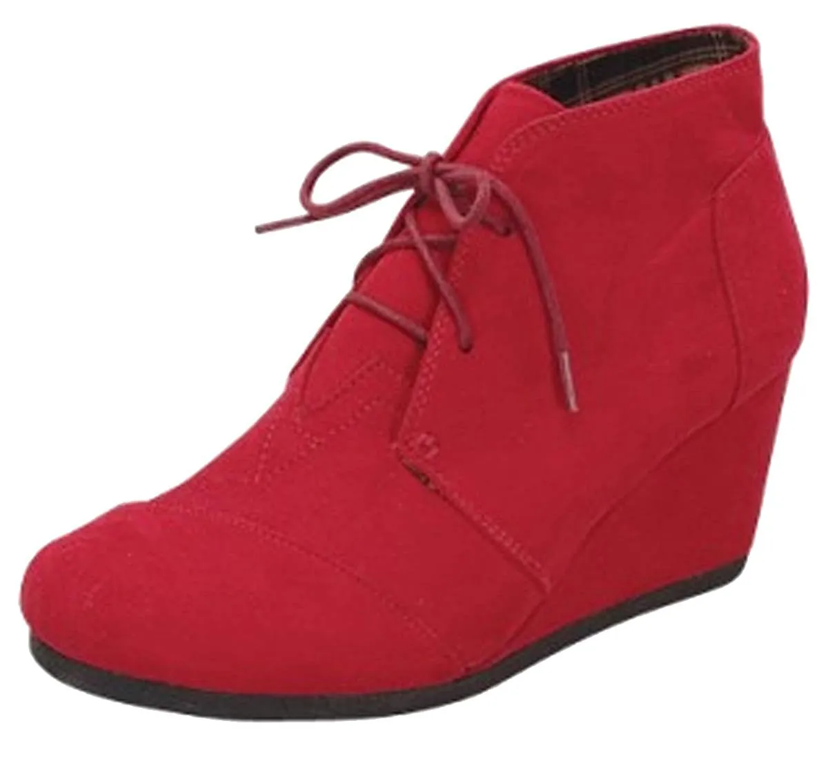 Forever Link Women's Lace Up Hidden Wedge Ankle Bootie