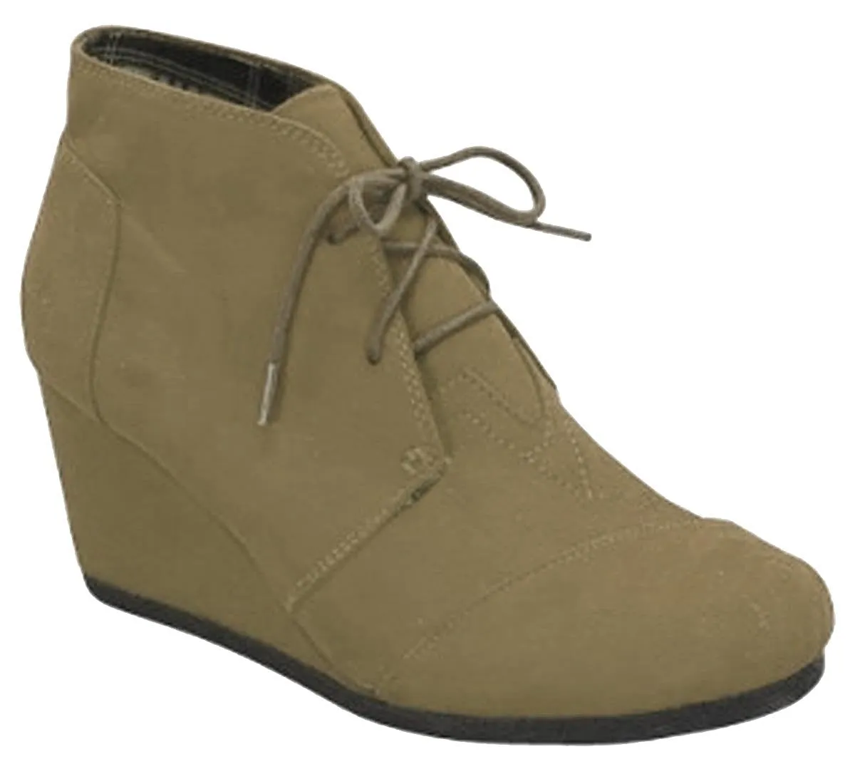 Forever Link Women's Lace Up Hidden Wedge Ankle Bootie