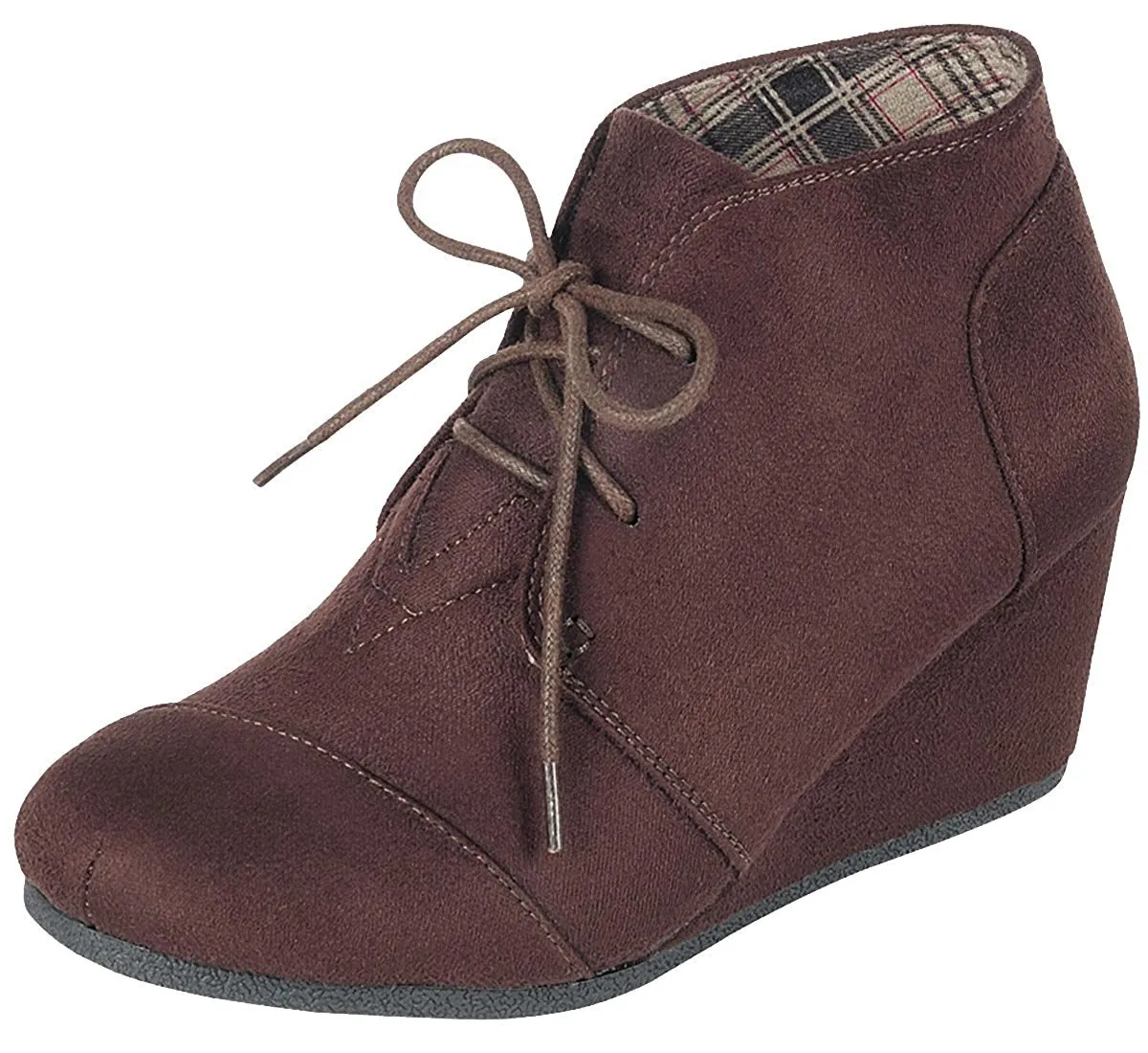 Forever Link Women's Lace Up Hidden Wedge Ankle Bootie