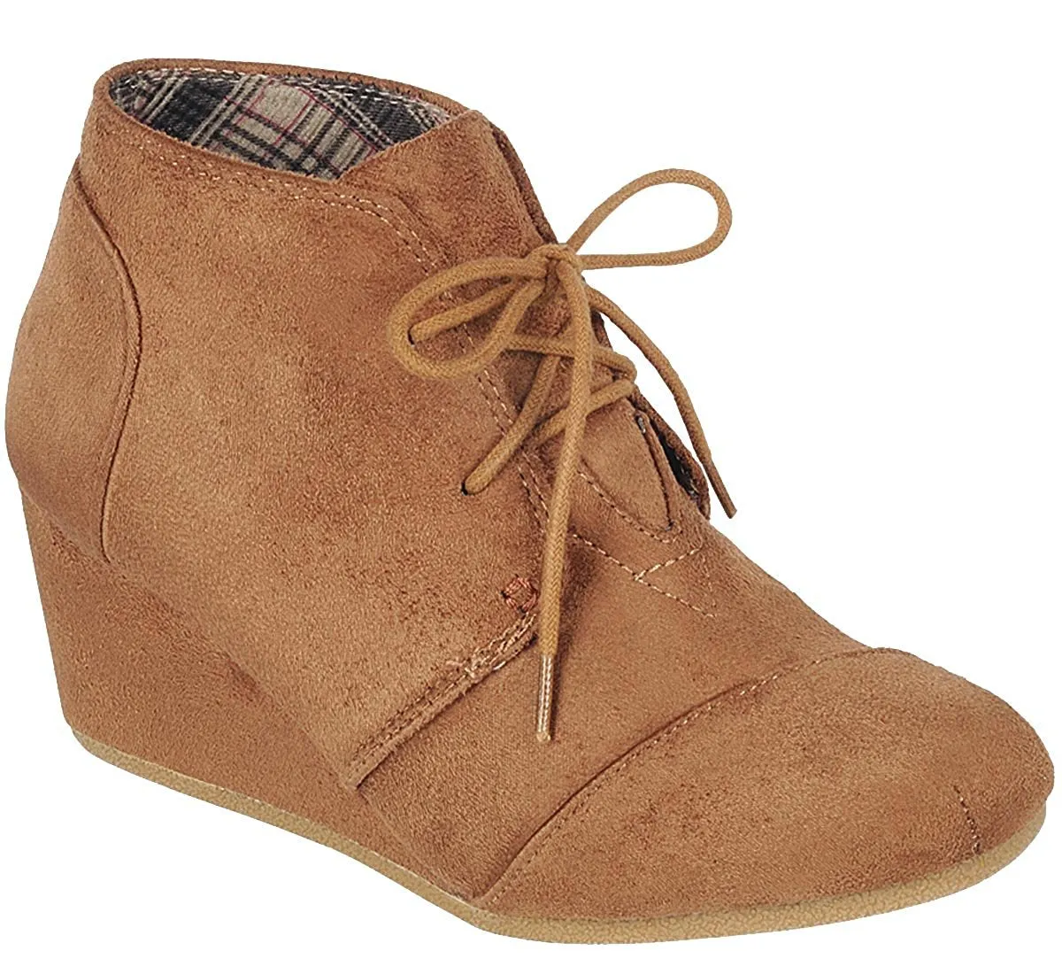 Forever Link Women's Lace Up Hidden Wedge Ankle Bootie