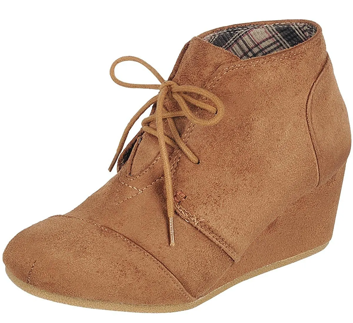 Forever Link Women's Lace Up Hidden Wedge Ankle Bootie