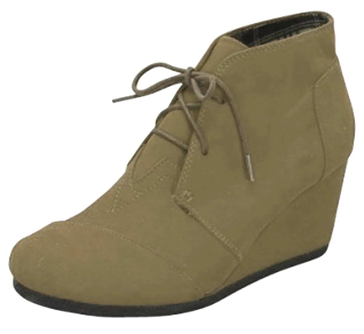 Forever Link Women's Lace Up Hidden Wedge Ankle Bootie