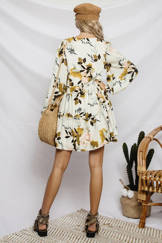 Frolicking Dress Beige